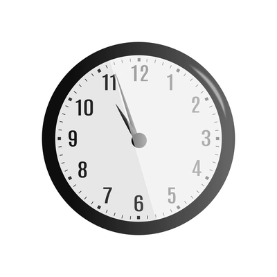 Realistic classic wall clock on white background vector illustration