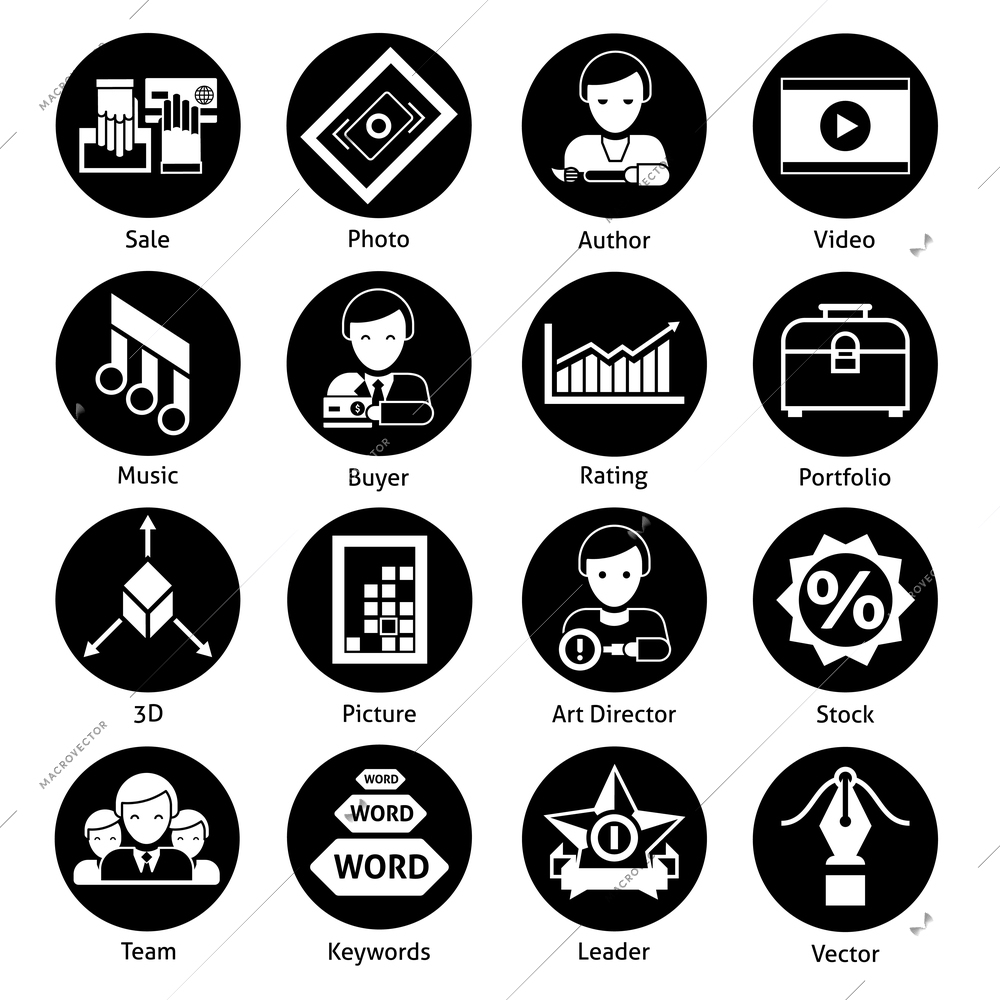 Photo and video stock icons black set isolated vector illustration