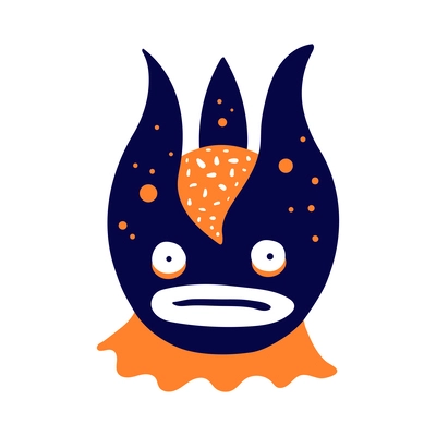 Flat funny cute blue and orange monster vector illustration