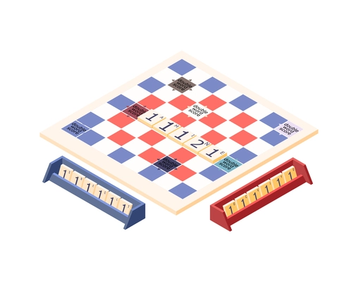 Scrabble board game isometric icon 3d vector illustration