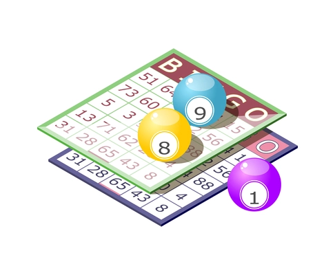 Bingo isometric game icon with colorful balls 3d vector illustration