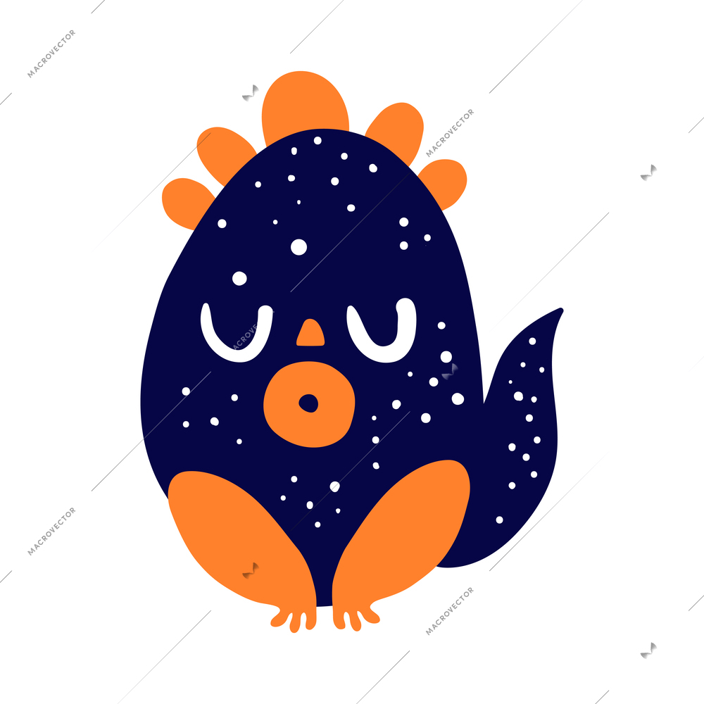 Flat cute funny sleeping blue and orange monster vector illustration