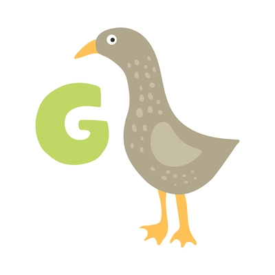 Children alphabet cute animal letter g for goose flat vector illustration