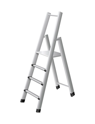 Metal stepladder realistic 3d vector illustration