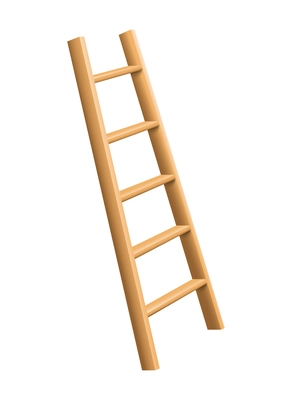 Realistic leaning wooden ladder vector illustration