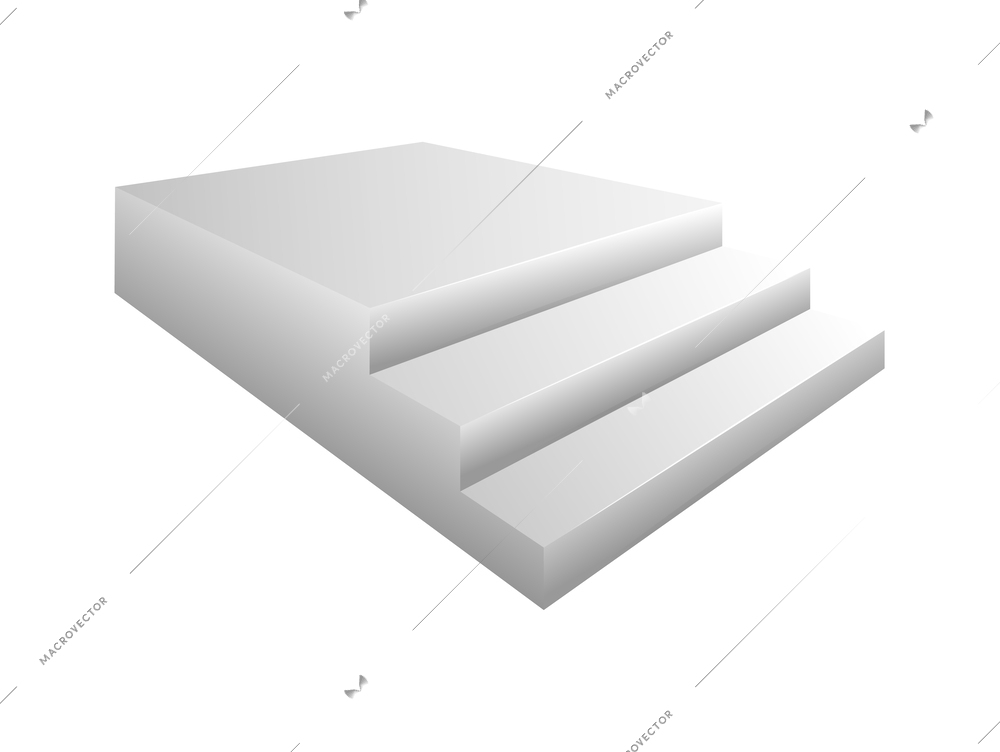 White stairs realistic 3d vector illustration