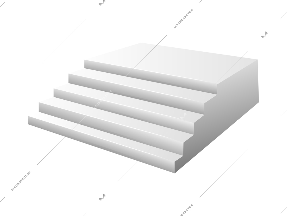 White stairs realistic interior staircase vector illustration
