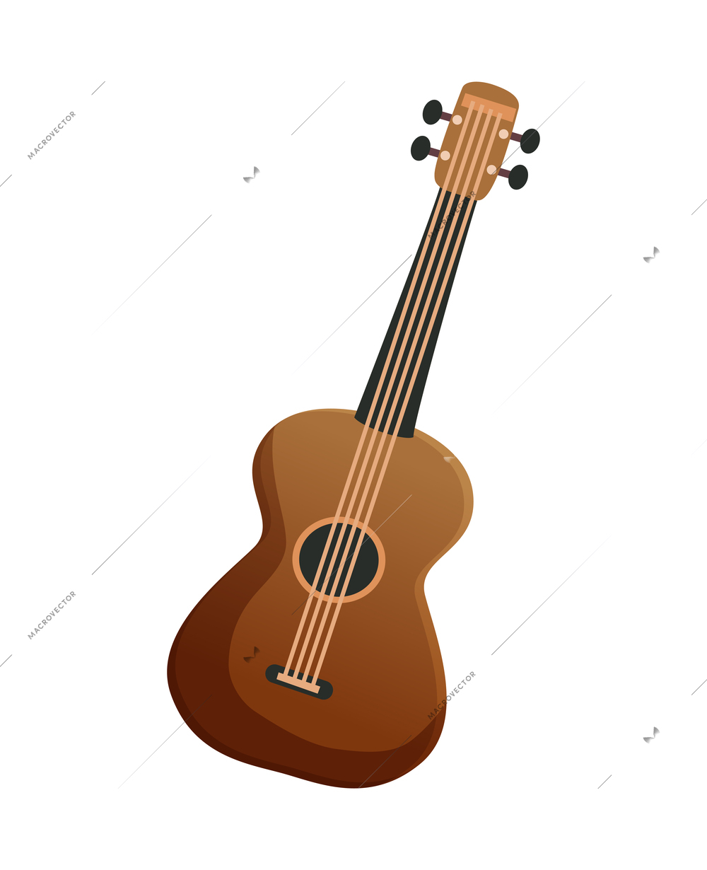 Flat acoustic guitar vector illustration