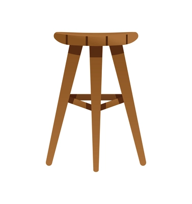 Wooden bar stool on white background flat vector illustration