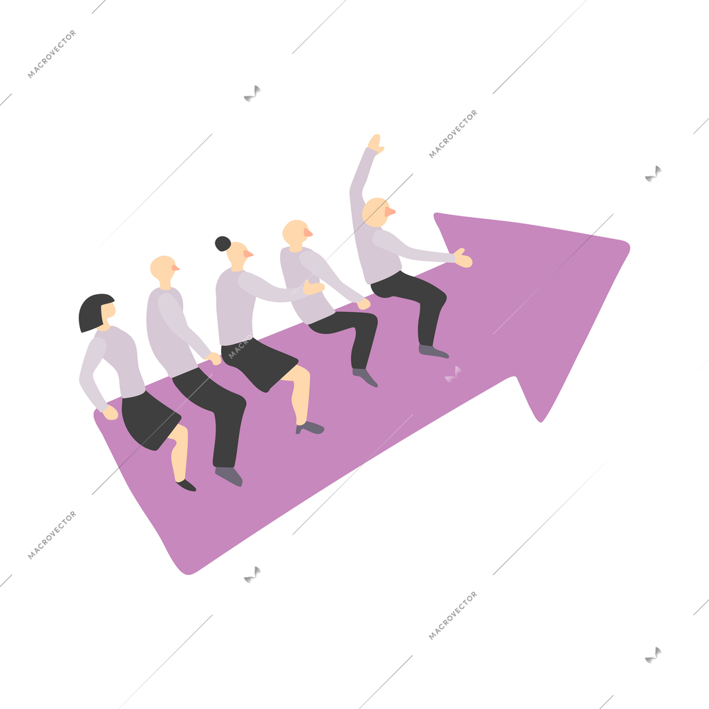 Teamwork team collaboration for success flat concept with people going up together vector illustration