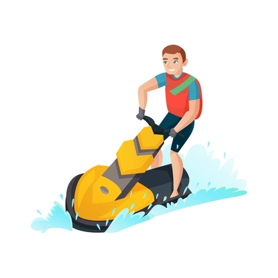 Man riding waverunner flat vector illustration