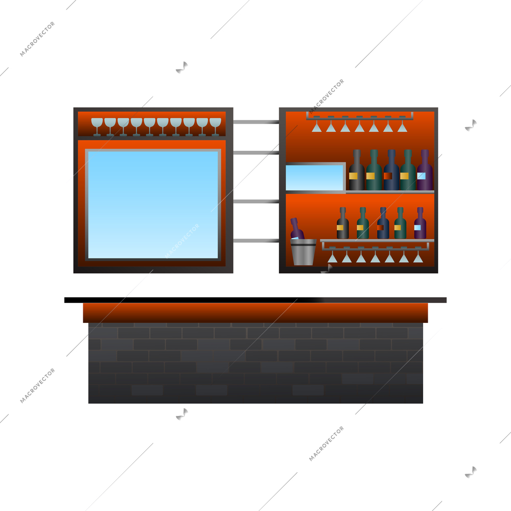 Bar counter loft interior element flat vector illustration