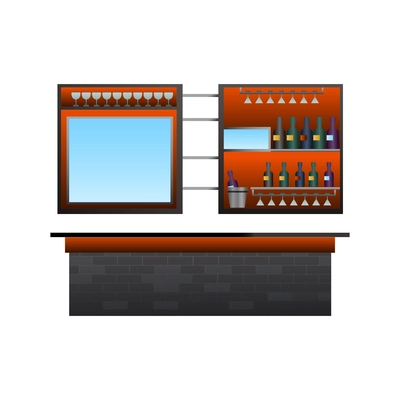 Bar counter loft interior element flat vector illustration