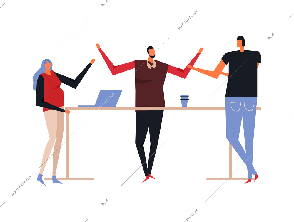 Coworking shared working space business meeting flat concept vector illustration