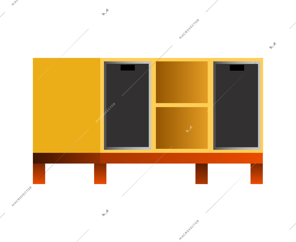 Yellow and black dresser for loft interior flat vector illustration