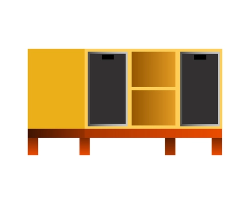 Yellow and black dresser for loft interior flat vector illustration