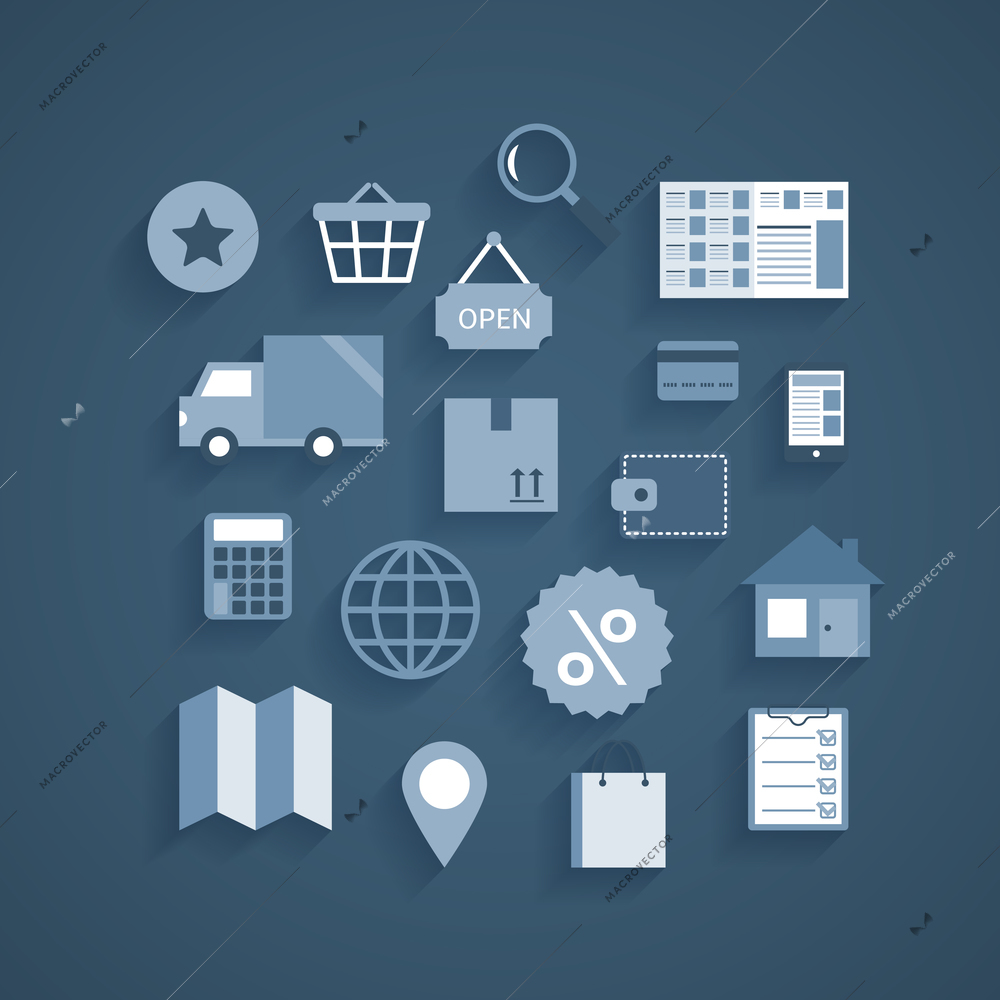 Collection of online shopping pictograms for navigation order and payment vector illustration