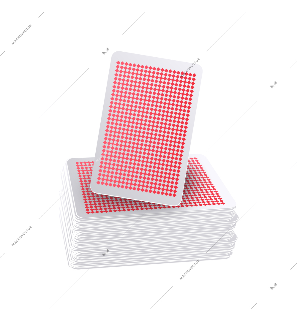 Realistic deck of playing cards backs on white background vector illustration