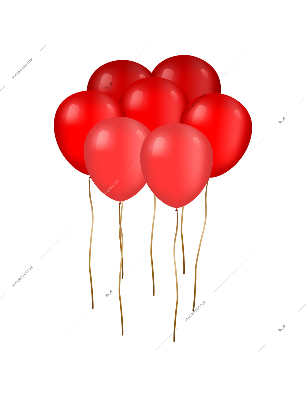 Realistic red balloons on white background vector illustration