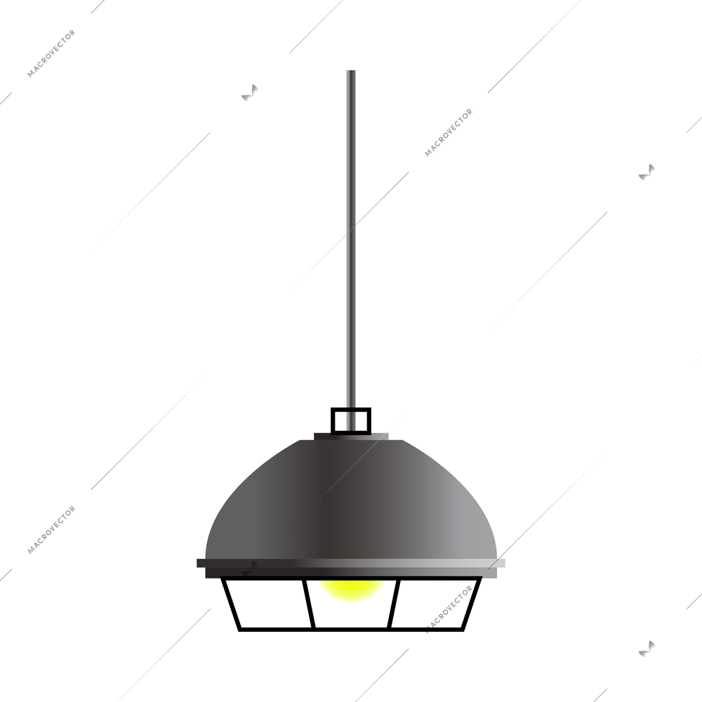 Loft style interior modern black chandelier flat vector illustration