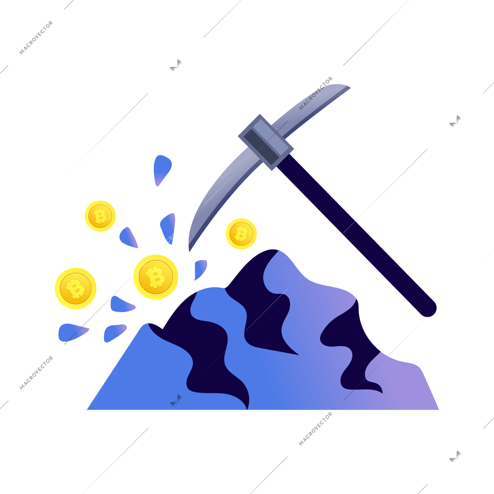 Cryptocurrency blockchain mining flat concept icon vector illustration