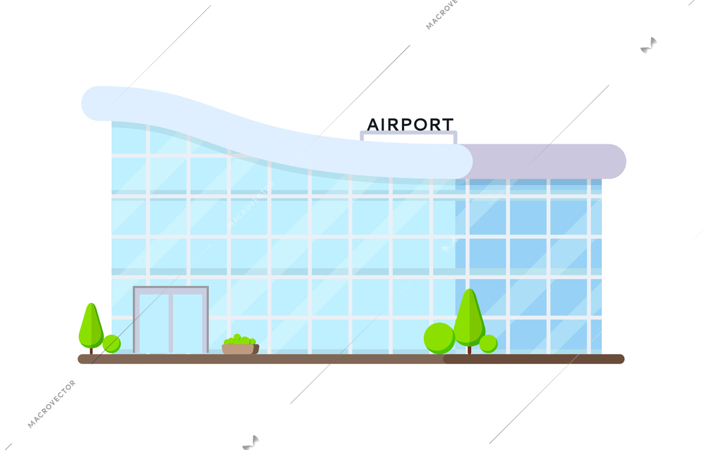 Flat airport building exterior vector illustration