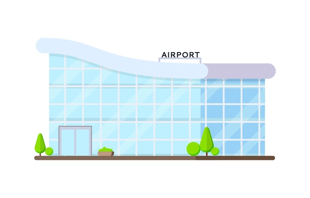 Flat airport building exterior vector illustration