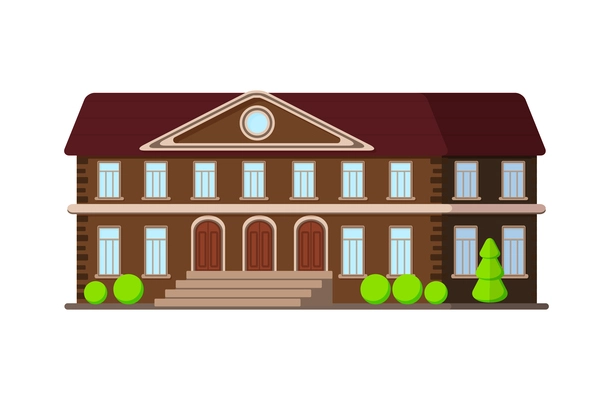 Municipal building exterior front view flat vector illustration