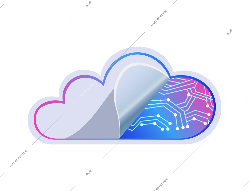 Blockchain concept flat icon with digital cloud vector illustration