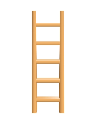 Realistic wooden ladder front view vector illustration