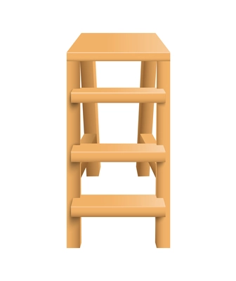 Realistic wooden stepladder front view vector illustration