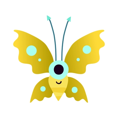 Flat cute color butterfly monster with one eye vector illustration