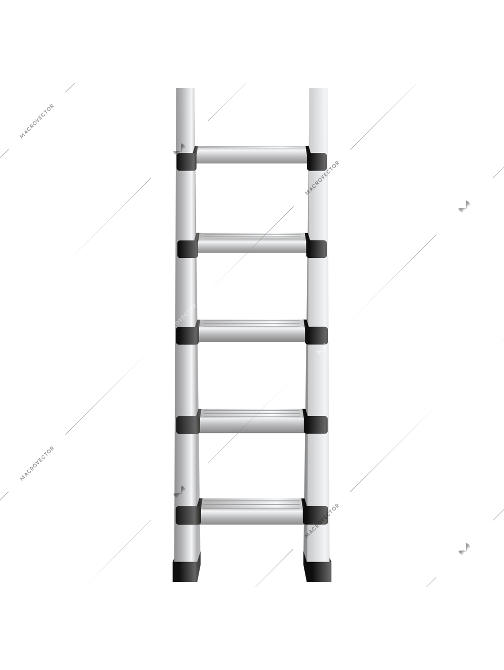 Realistic metal ladder front view on white background vector illustration