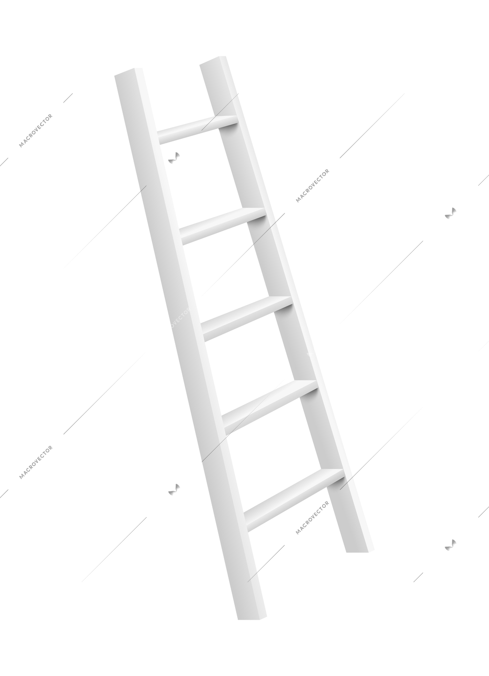 Realistic leaning white ladder vector illustration