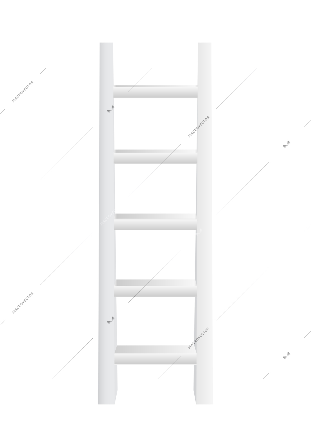 Realistic white ladder front view vector illustration