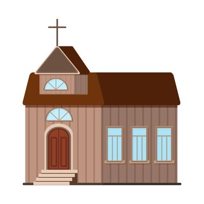 Flat catholic church building front view vector illustration