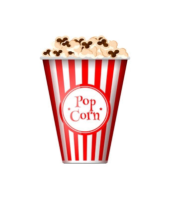 Realistic striped bucket of popcorn vector illustration