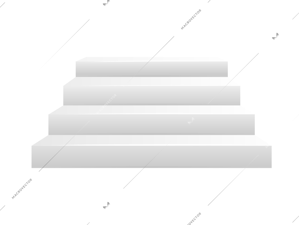 Realistic white stairs front view vector illustration