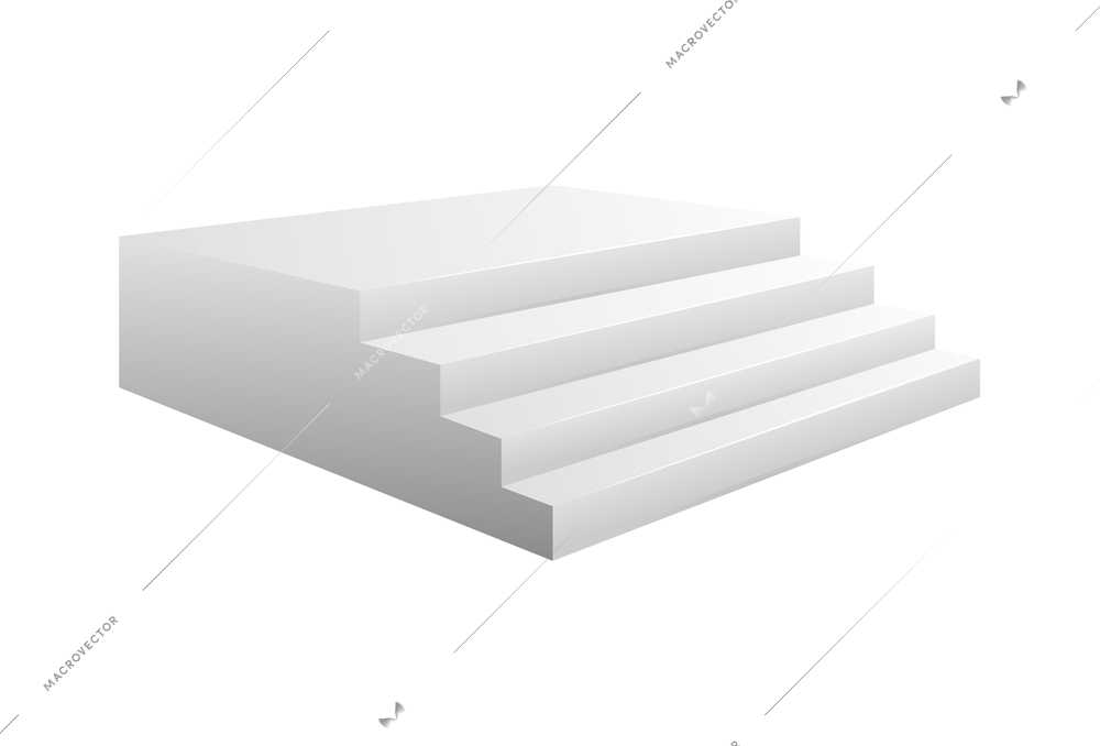 White stairs realistic 3d interior element vector illustration