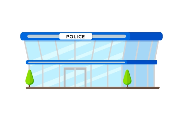 Flat police station building on white background vector illustration