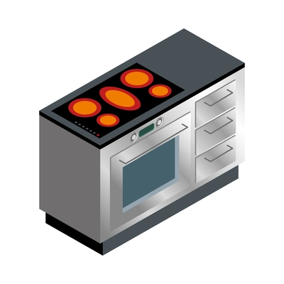 Professional kitchen cooker isometric icon vector illustration