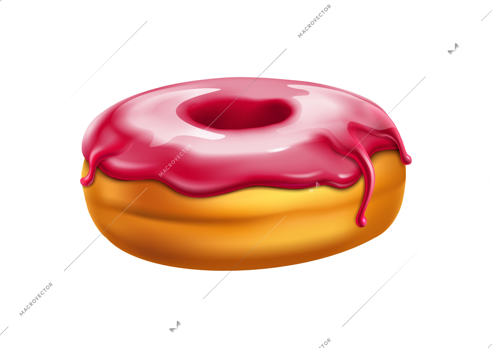 Realistic donut with berry topping isolated on white background vector illustration