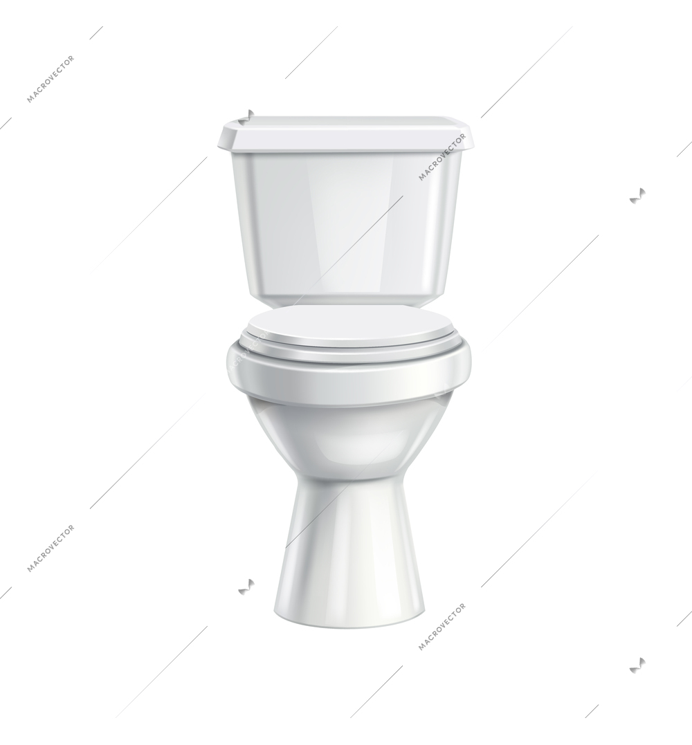 Modern clean white toilet realistic vector illustration