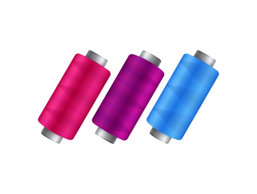 Realistic spools of bright color threads isolated vector illustration