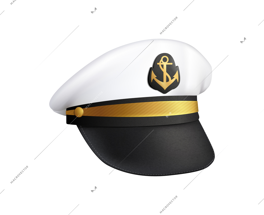 Captain hat realistic vector illustration