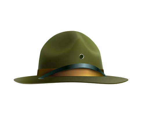 Realistic green boy scout park ranger hat vector illustration