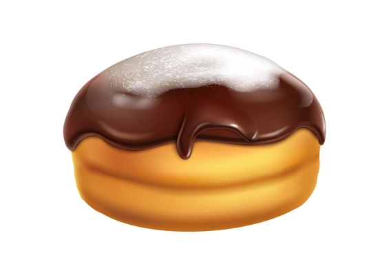 Realistic donut with chocolate topping isolated vector illustration