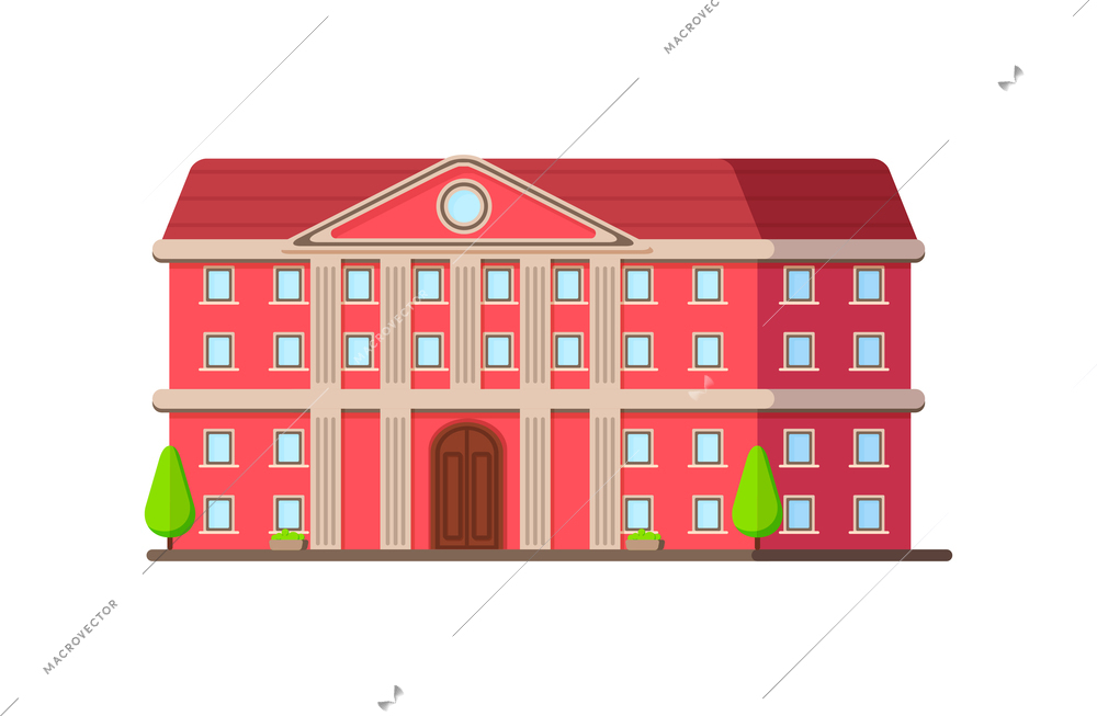 Flat municipal building exterior front view vector illustration