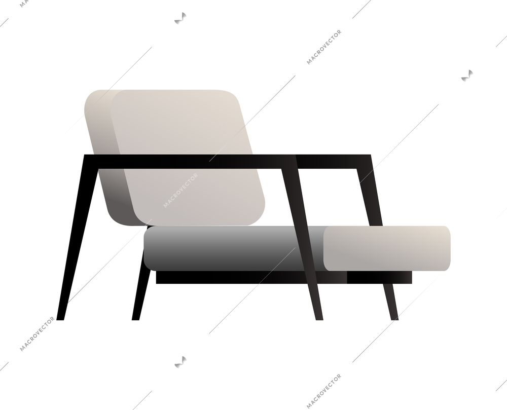 Flat soft gray armchair for living room in loft style vector illustration