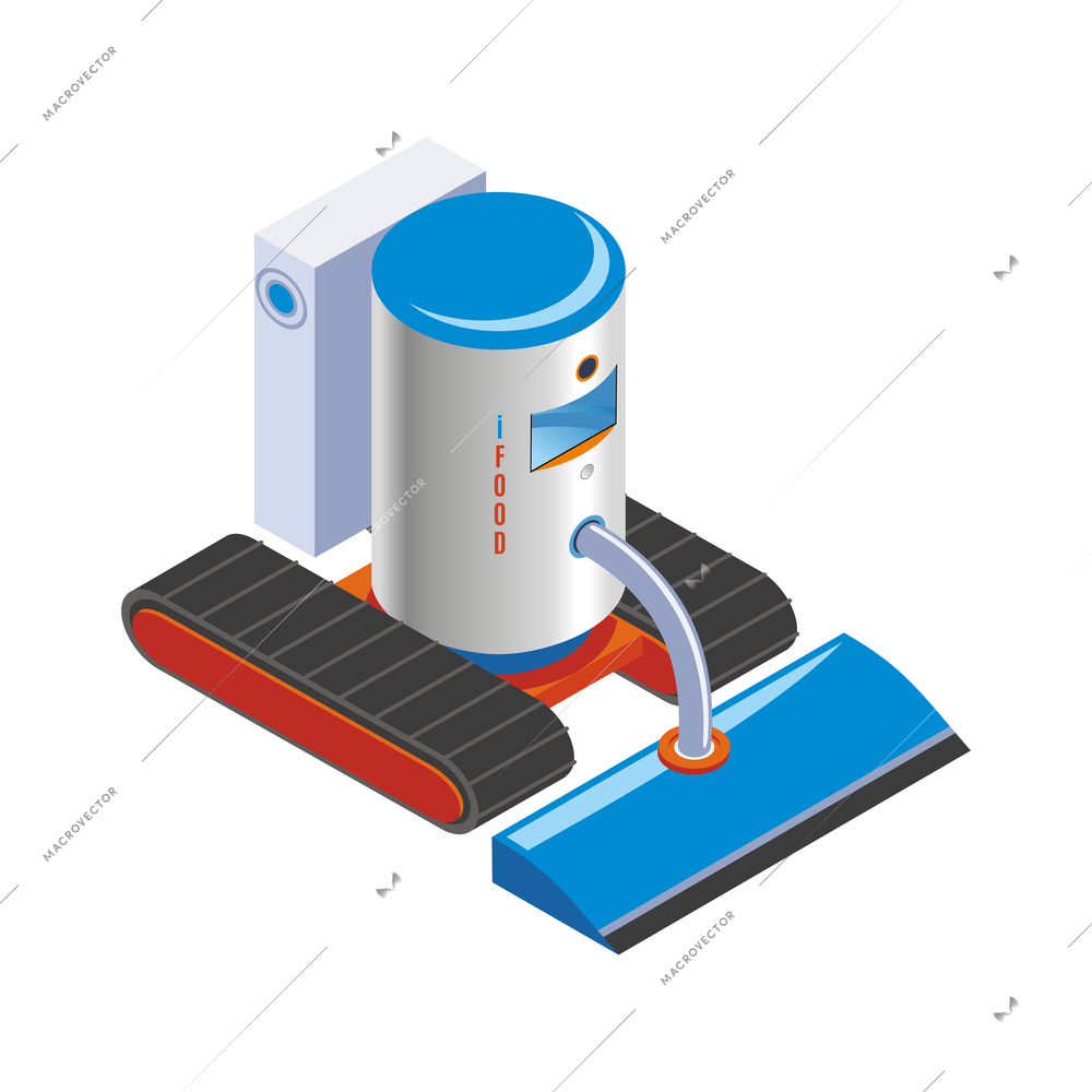 Isometric robotic restaurant industry icon with robot cleaner mopping floor vector illustration